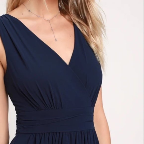 Navy Blue Maxi Dress/ Bridesmaid Dress - Picture 4 of 4